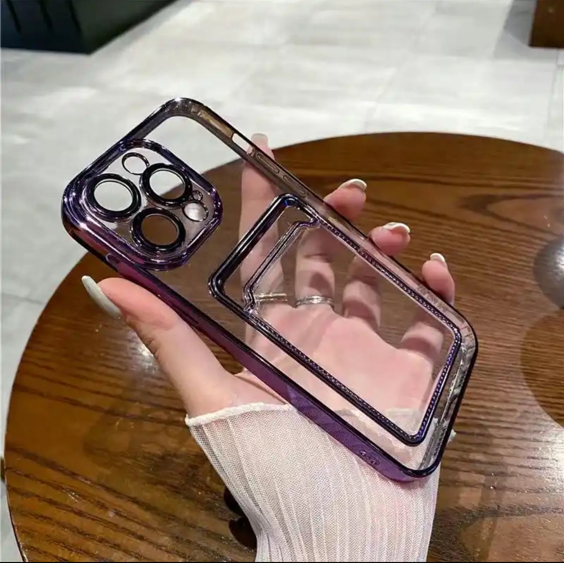 Clear Purple Case With Card Holder